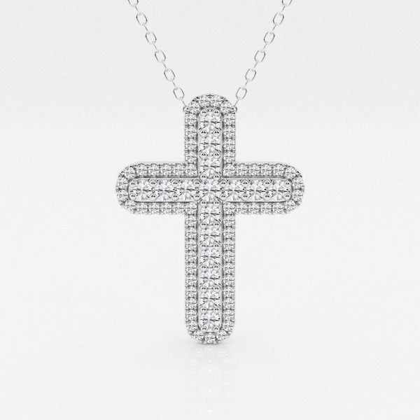 0.76 TCW Round Moissanite Diamond Cross Necklace