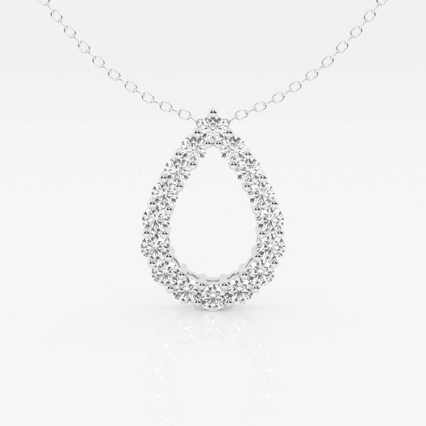 1.0 TCW Round Moissanite Diamond Pear Shape Pendant Necklace