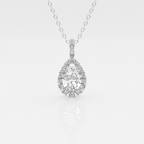 2.0 CT Pear Moissanite Diamond Halo Necklace