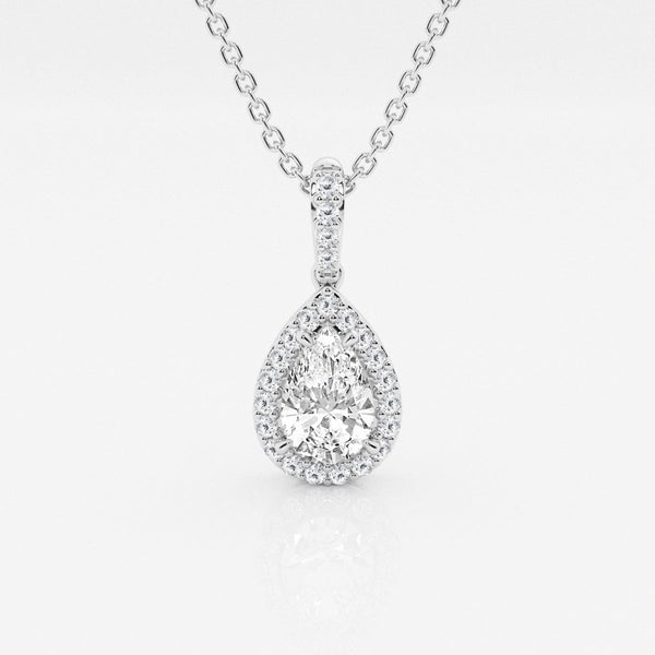 0.62 CT Pear Moissanite Diamond Halo Necklace