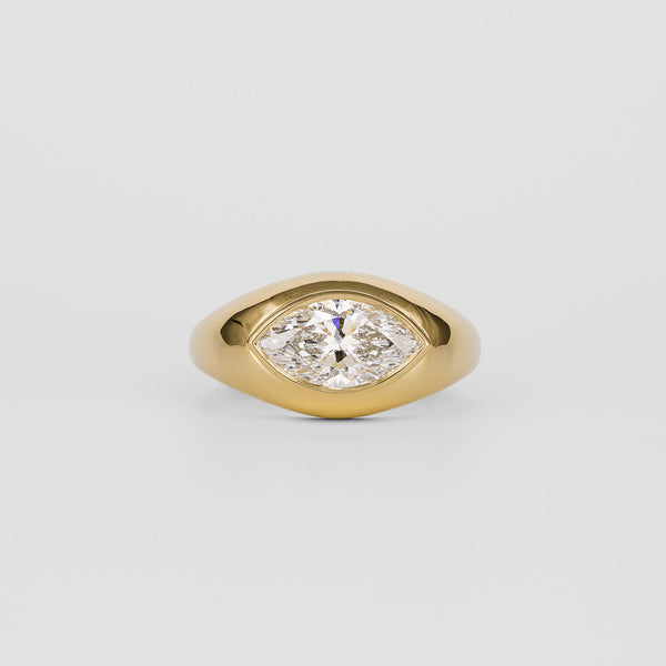 1.50CT-2.50CT Marquise Cut Diamond Thick Bezel Engagement Ring