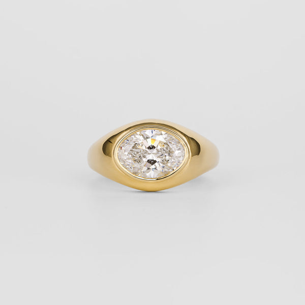 1.0CT-3.0CT Bezel Oval Cut Moissanite Diamond Flush Engagement Ring