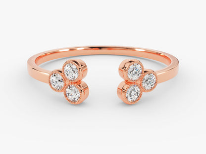 Round Cut Open Trio CVD EF/VVS Diamond Wedding Band