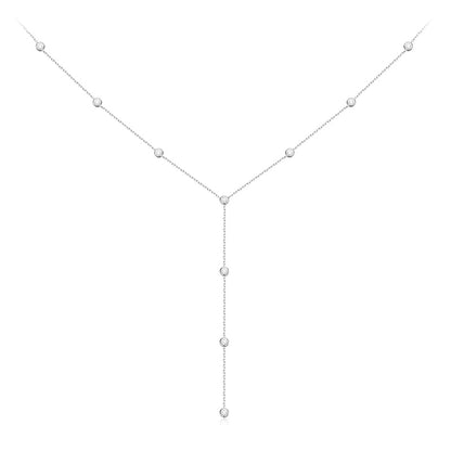0.1 TCW Round Moissanite Diamond Bezel Lariat Necklace