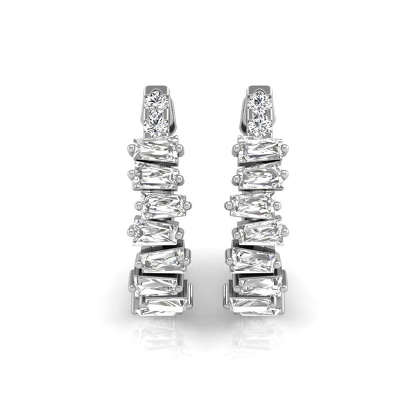 Trapped Baguette Diamond Moissanite Circle Earrings for Her