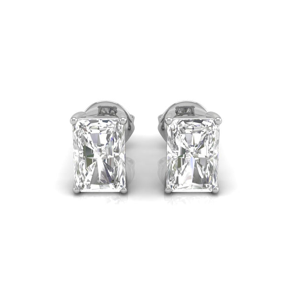 Radiant Cut Solitaire Diamond Moissanite Stud Earrings for Women