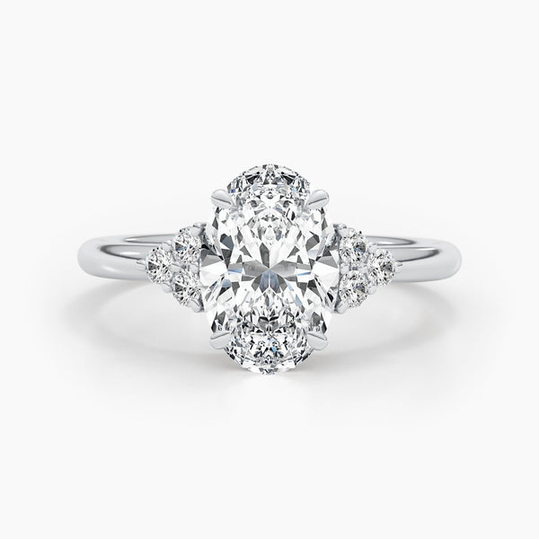 2.42 CT Oval Cut Cluster CVD G/VS Diamond Engagement Ring