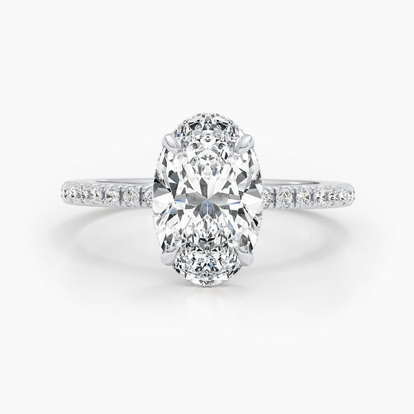 2.67 CT Oval Hidden Halo CVD G/VS Diamond Engagement Ring