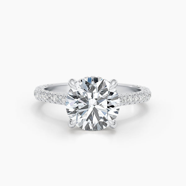 2.8 CT Round Hidden Halo CVD F/VS Diamond Engagement Ring