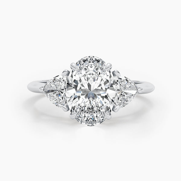 2.7 CT Oval Three Stone CVD F/VS Diamond Engagement Ring