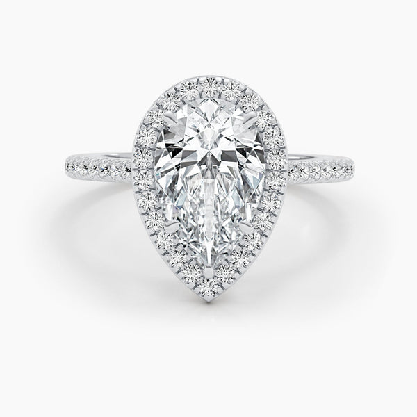 2.51 CT Pear Halo CVD F/VS  Diamond Engagement Ring