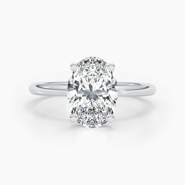 2.5 CT Oval Hidden Halo CVD G/VS Diamond Engagement Ring