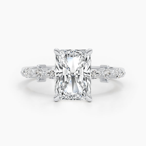 4 CT Radiant Solitaire CVD G/VS Diamond Engagement Ring