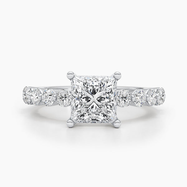 1.5 CT Princess Solitaire CVD F/VS Diamond Engagement Ring