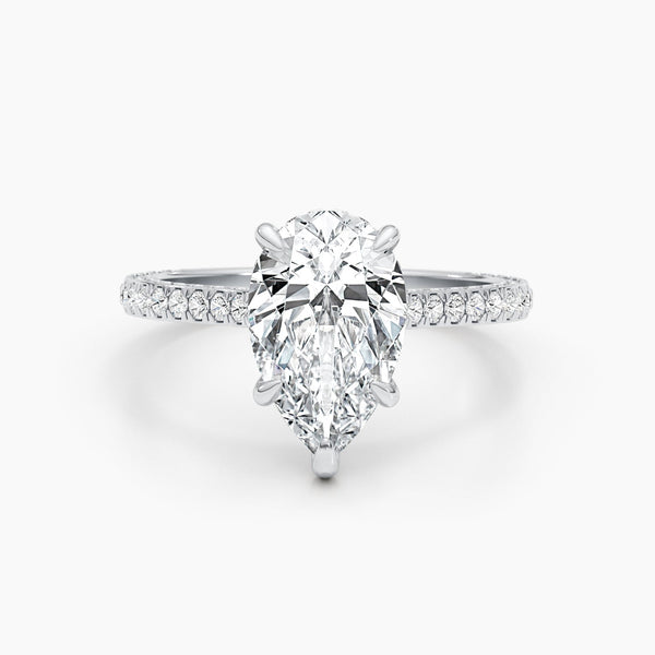 2.51 CT Pear Hidden Halo CVD F/VS Diamond Engagement Ring