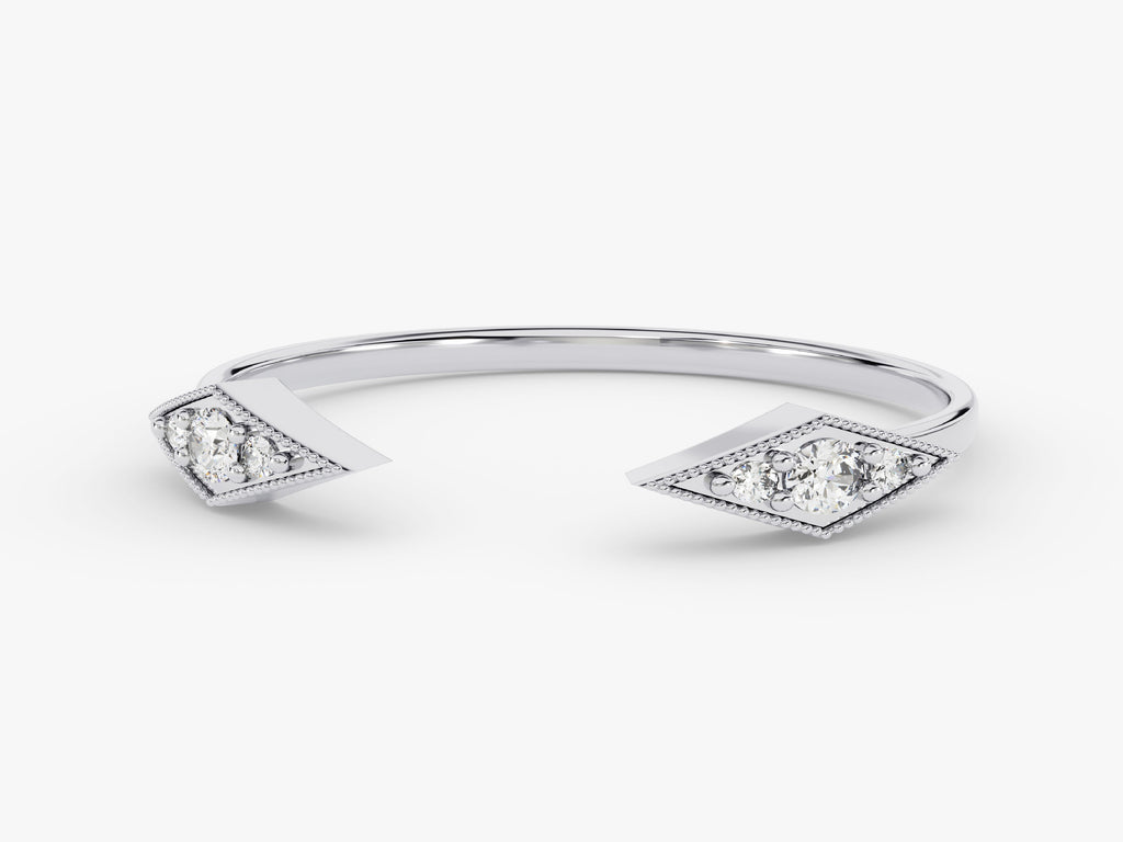 round diamond open milgrain cvd ef/vvs wedding band