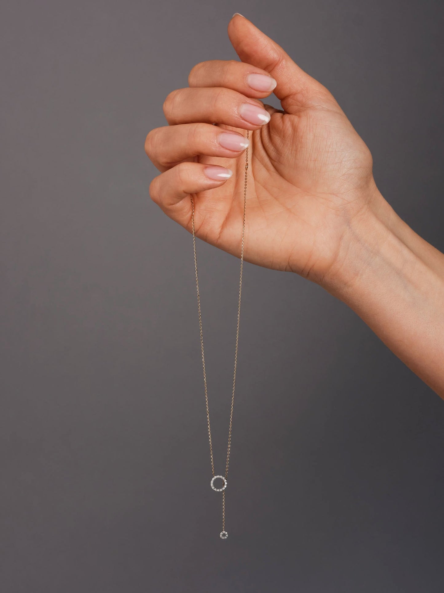 0.10 tcw round moissanite diamond circle lariat pendent necklace