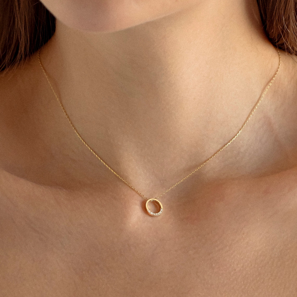 0.02 tcw round moissanite diamond circle necklace