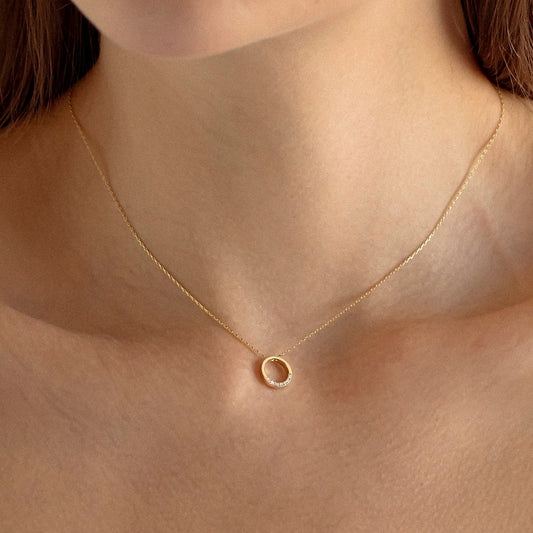 0.02 TCW Round Moissanite Diamond Circle Necklace