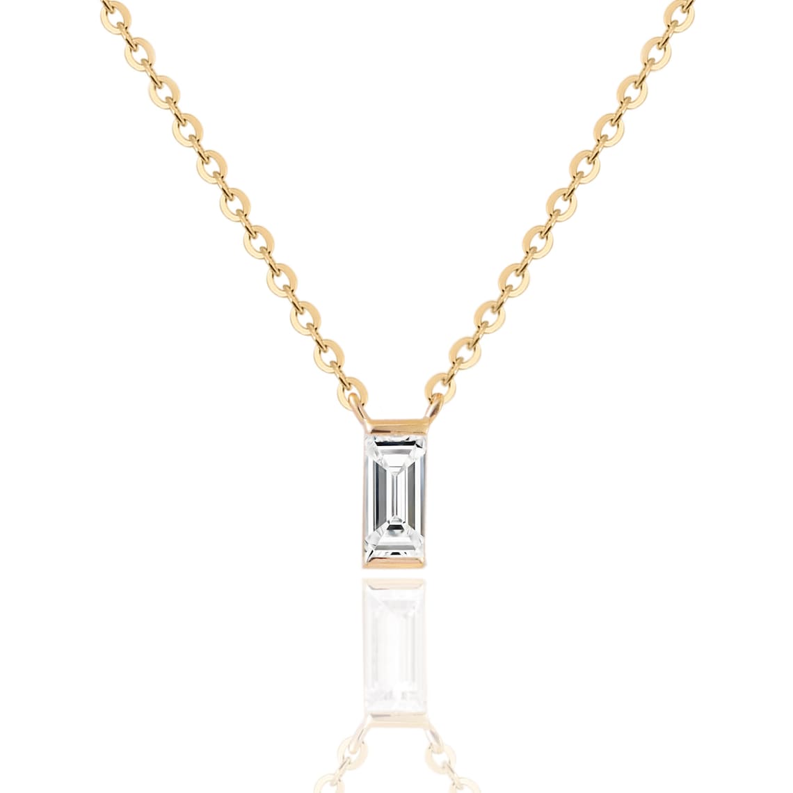 0.10 tcw baguette moissanite diamond solitaire necklace