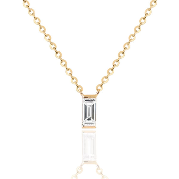 0.10 TCW Baguette Moissanite Diamond Solitaire Necklace