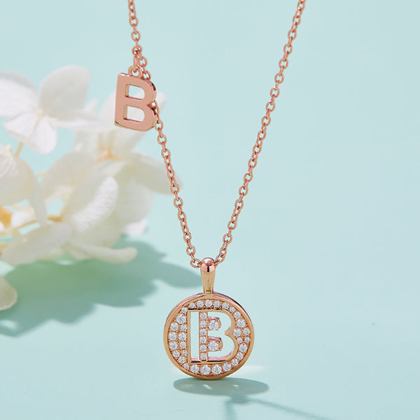 Customized "B" Letter Moissanite Diamond Necklace