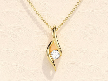 0.10 TCW Round Moissanite Diamond Soloitaire Necklace