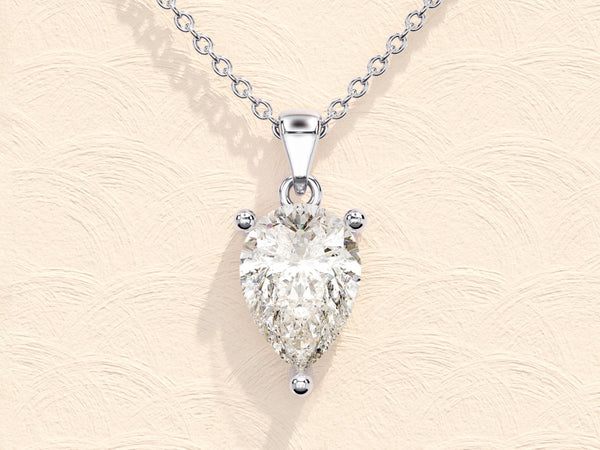 1.0 CT Pear Moissanite Diamond Solitaire Necklace
