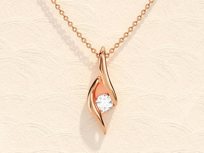 0.10 TCW Round Moissanite Diamond Soloitaire Necklace