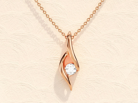 0.10 TCW Round Moissanite Diamond Soloitaire Necklace