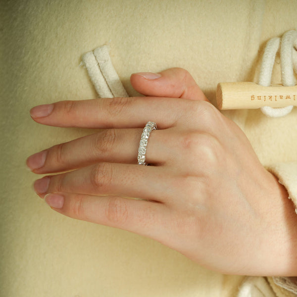 2.0CT Cushion Cut Eternity CVD EF/VVS Diamond Wedding Band For Women