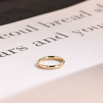 0.01CT Star Engraved Round Cut CVD EF/VVS Diamond Wedding Band For Women