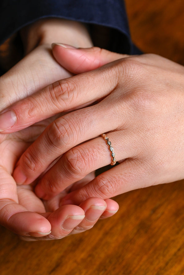 0.20CT Marquise Shaped Round Cut Eternity CVD EF/VVS Diamond Wedding Band