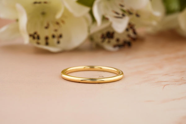 14k Solid Gold Simple Plain Wedding Band For Women