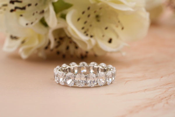 3.40CT Oval Cut Eternity CVD EF/VVS Diamond Wedding Band For Women