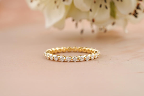 1.0CT Round Cut Eternity CVD EF/VVS Diamond Wedding Band For Women