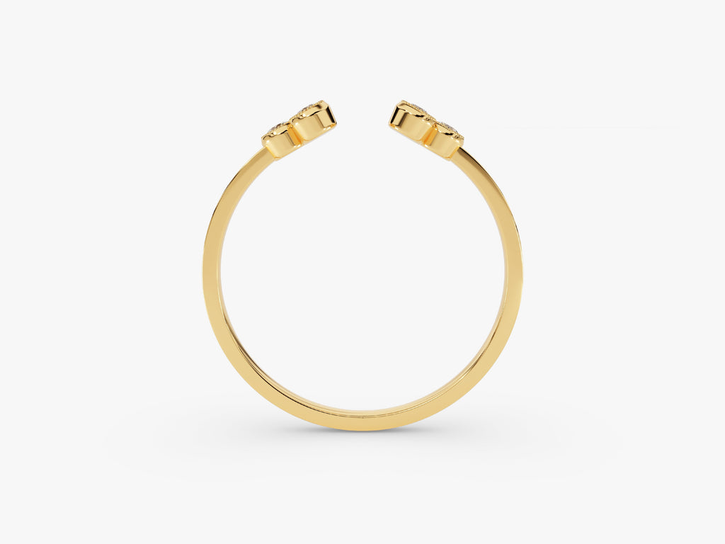 round cut open trio cvd ef/vvs diamond wedding band