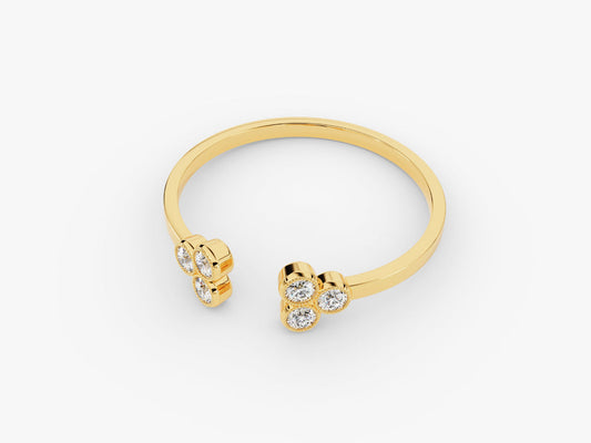 Round Cut Open Trio CVD EF/VVS Diamond Wedding Band