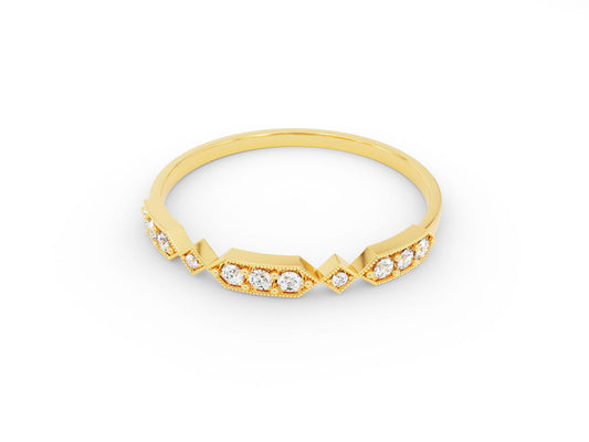 Round Diamond Art Deco Vintage CVD EF/VVS Wedding Band