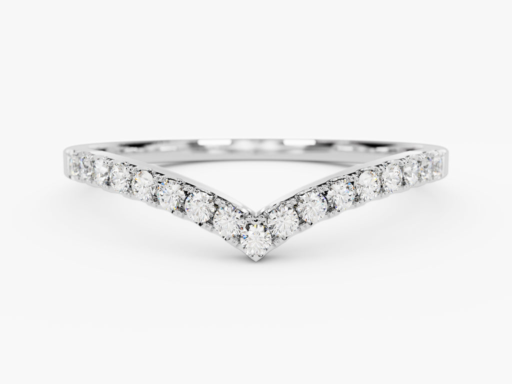 round cut curved diamond cvd ef/vvs wedding band