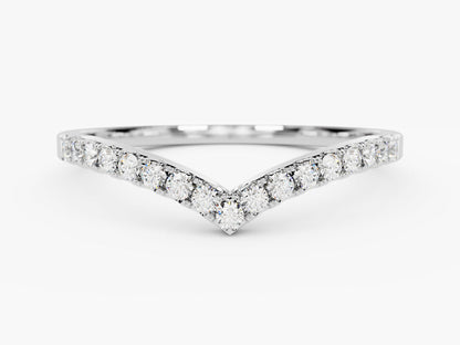 Round Cut Curved Diamond CVD EF/VVS Wedding Band