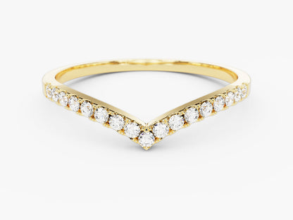 Round Cut Curved Diamond CVD EF/VVS Wedding Band