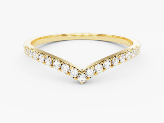 Round Cut Curved Diamond CVD EF/VVS Wedding Band