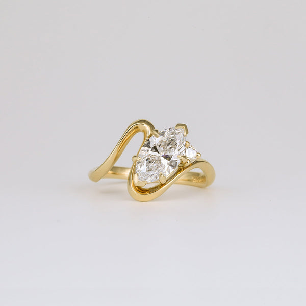 1.50CT-2.50CT Marquise Cut Diamond Unique Curved Engagement Ring