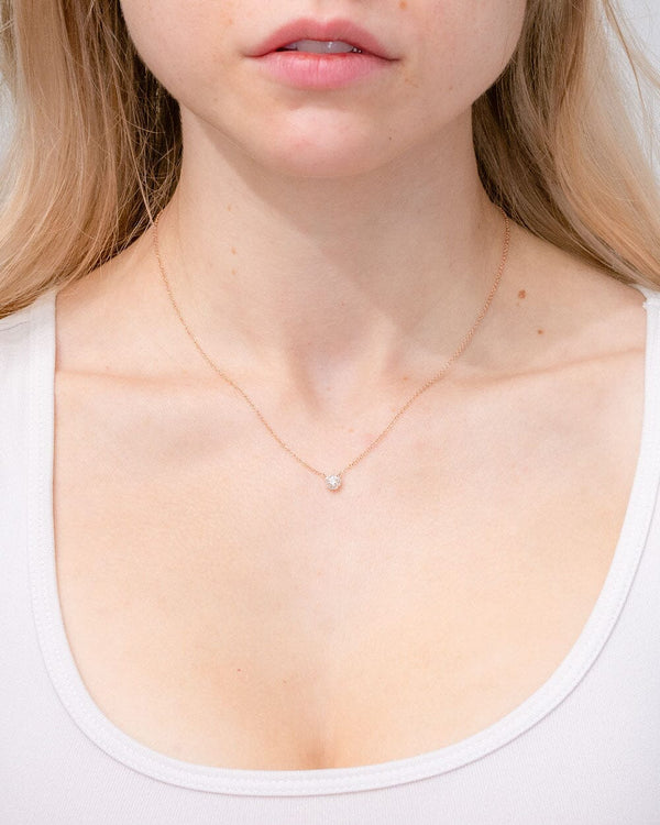 Mini Diamond Halo Necklace Rose Gold
