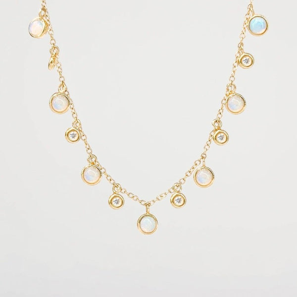 Opal & Diamond Drip Necklace
