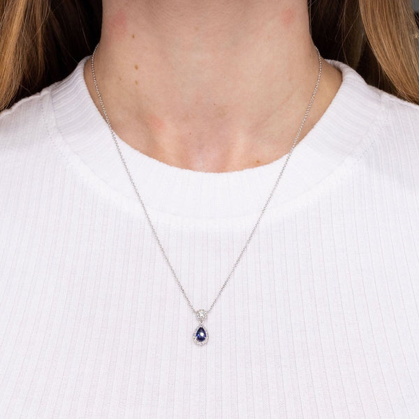 Pear Blue Sapphire & Diamond Necklace