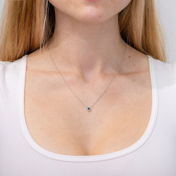 Sapphire & Diamond Halo Necklace