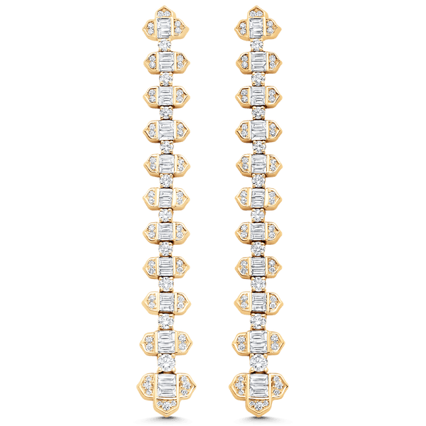 2.62 TCW Round & Baguette Moissanite Diamond Long Drop Earrings