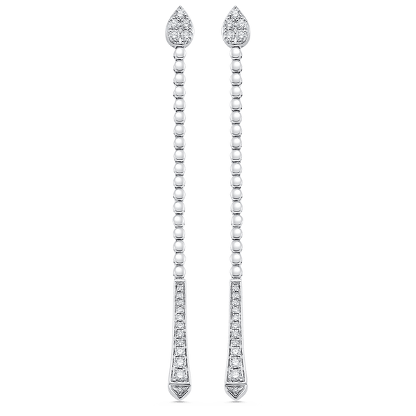 0.41 TCW Round Moissanite Diamond Long Drop Earrings